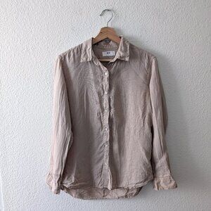 Uniqlo Linen Button Up Shirt Beige